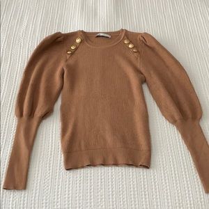 Zara Camel Knit Sweater with Gold Details